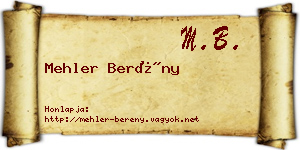 Mehler Berény névjegykártya